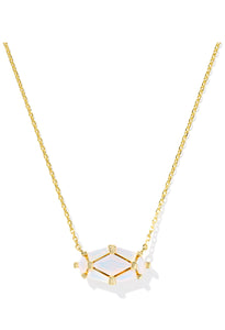 Lindy Rae Elisa White Opalite Crystal Gold Pendant Necklace