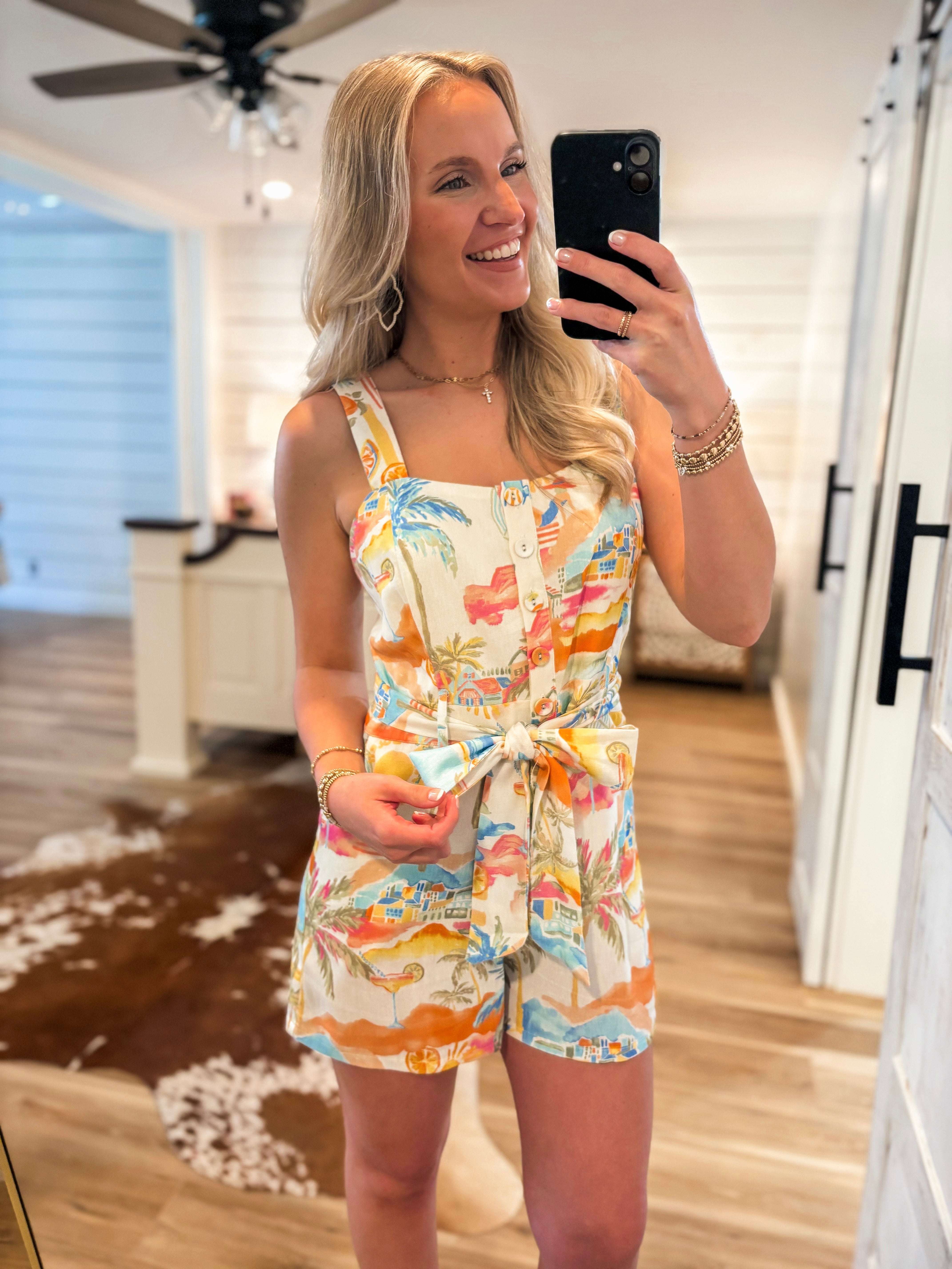 Ocean View Tropical Printed Pastel Romper