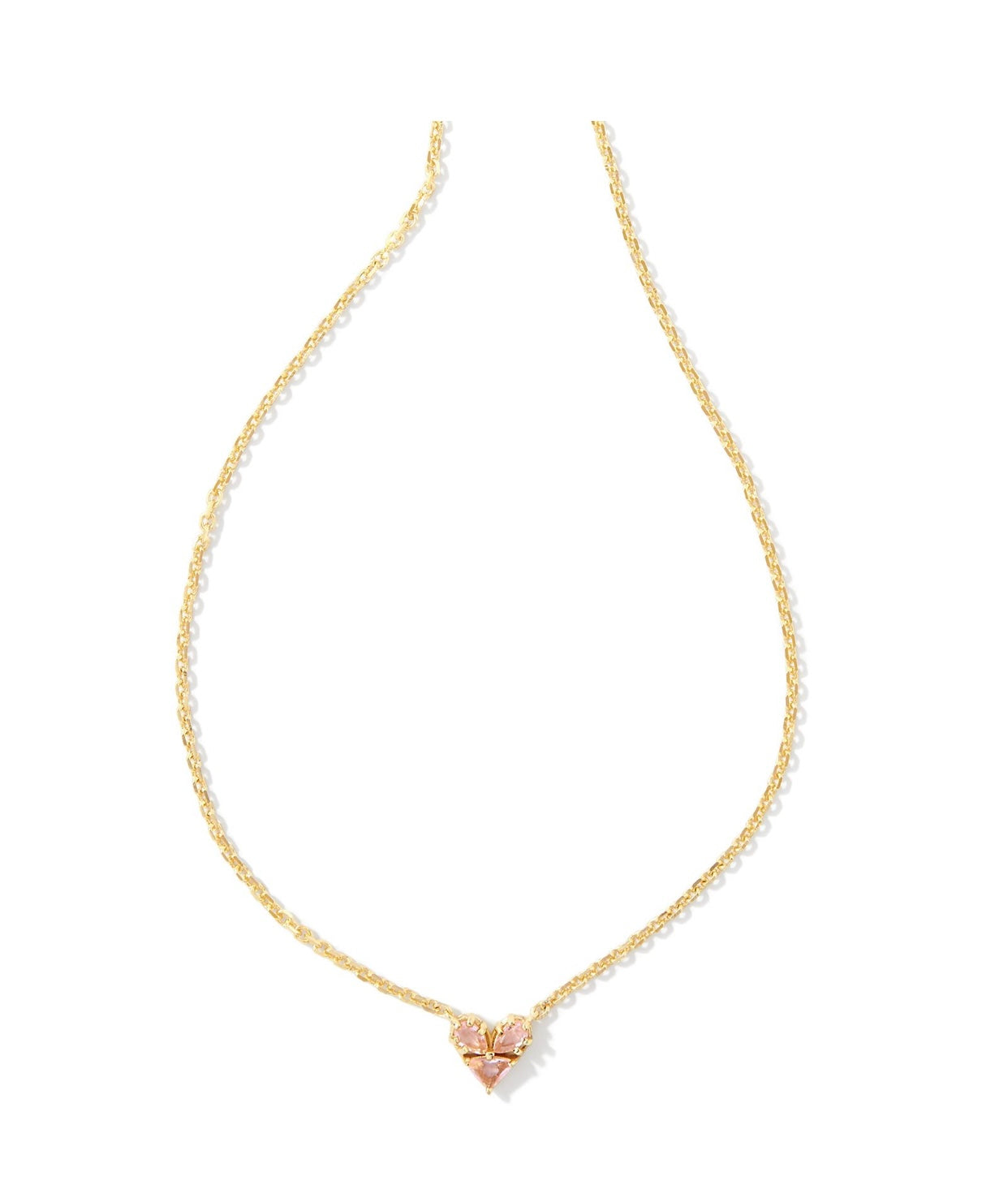 Katy Pink Glass Heart Pendant Gold Necklace