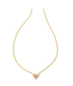Load image into Gallery viewer, Katy Pink Glass Heart Pendant Gold Necklace
