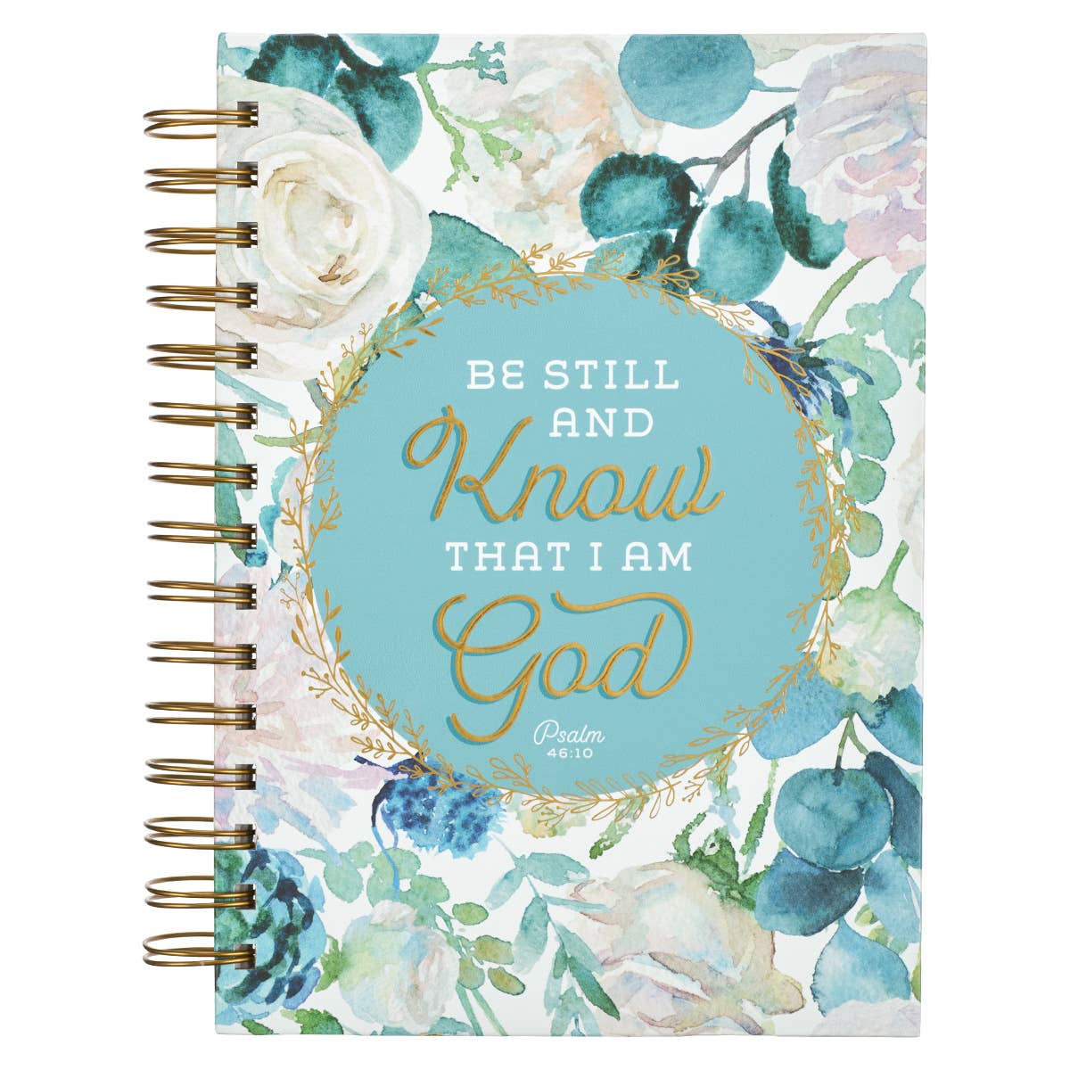 Journal Wirebound White/Teal Floral Be Still  Ps. 46:10