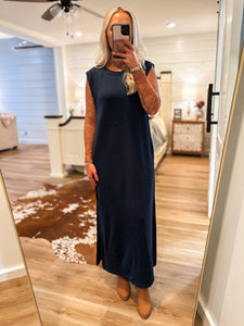 Found You Navy Luxe Butter Pullover Maxi Dress