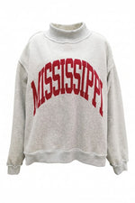 Load image into Gallery viewer, MISSISSIPPI Mock Sweatshirt- Lt Gray/Red
