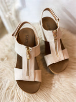 Load image into Gallery viewer, Zip It Good Ivory Corkys Wedge Sandal
