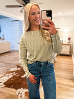 Load image into Gallery viewer, Your Choice Olive Stripe Pico Blouse
