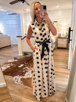 Load image into Gallery viewer, Coming Around Black Polka Dot Maxi Dress

