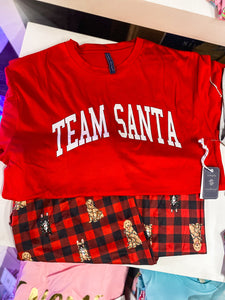 Team Santa Red Plaid & Dog Printed Simply Southern Pajama Set
