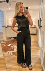 Load image into Gallery viewer, It&#39;s Time Black Lounge Pants
