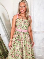 Load image into Gallery viewer, All Along Green/Pink Floral Midi Dress

