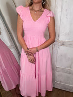 Load image into Gallery viewer, Precious Memory Pastel Pink Midi Dress
