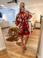 Load image into Gallery viewer, Merlot Floral Button Down Mini Dress
