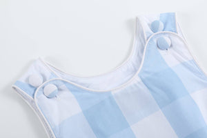 Large Blue Check Bubble Romper