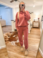 Load image into Gallery viewer, Set The Tone Washed Rose Modal Pullover &amp; Jogger Set
