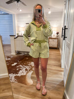 Load image into Gallery viewer, Great Seeing You Matcha Stripe Pullover &amp; Short Set
