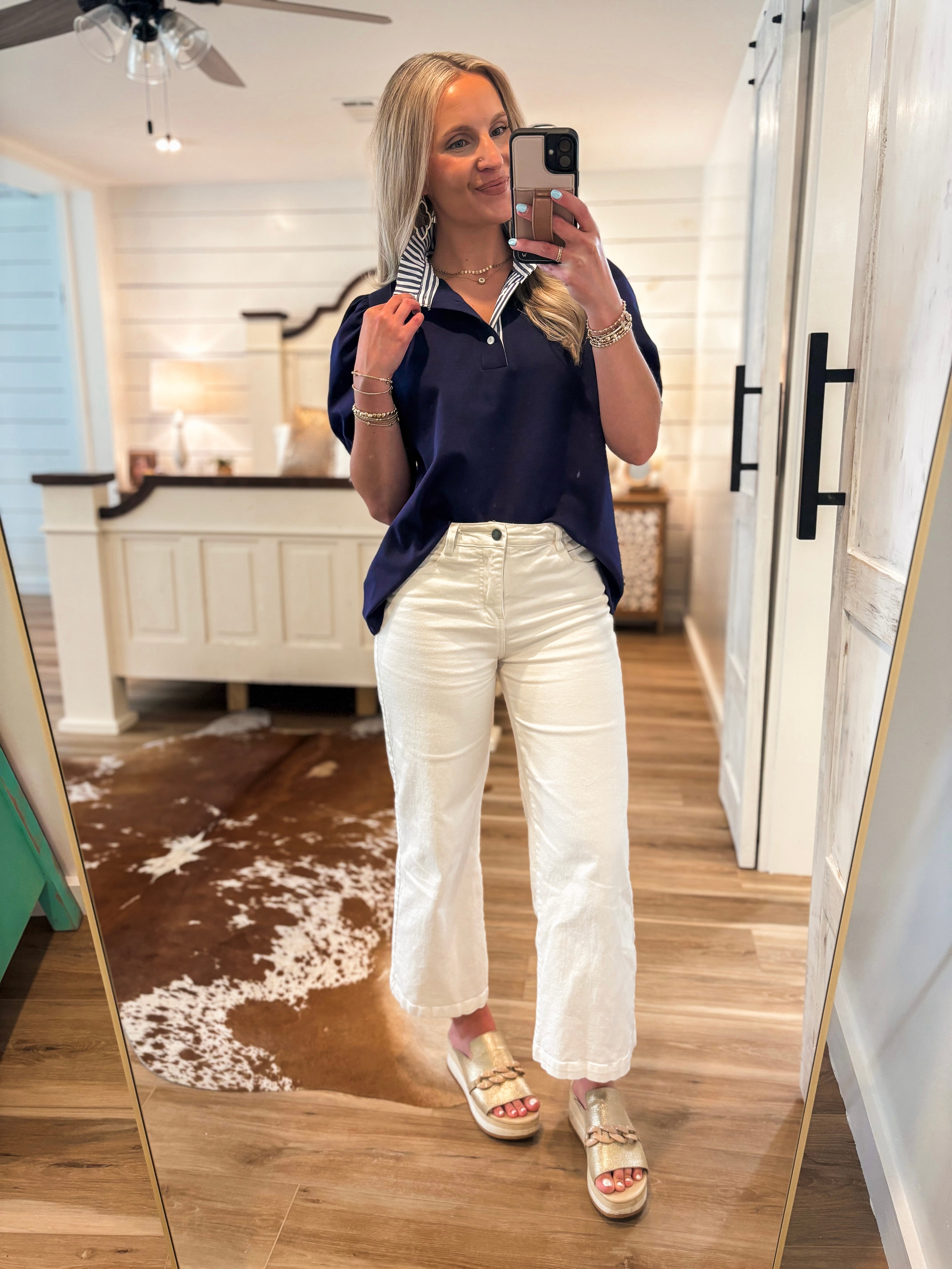Memory Of You Navy Contrast Blouse