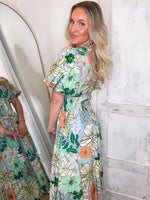 Load image into Gallery viewer, Field Of Possibilities Multi Floral Blue Midi Dress
