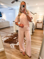 Load image into Gallery viewer, Out Today Pink Stripe Tee &amp; Lounge Pant Set

