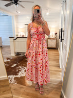 Load image into Gallery viewer, There She Goes Pink Floral Contrast Midi Dress
