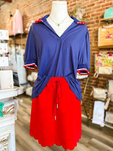 Enough For Me Navy & Red Contrast Blouse