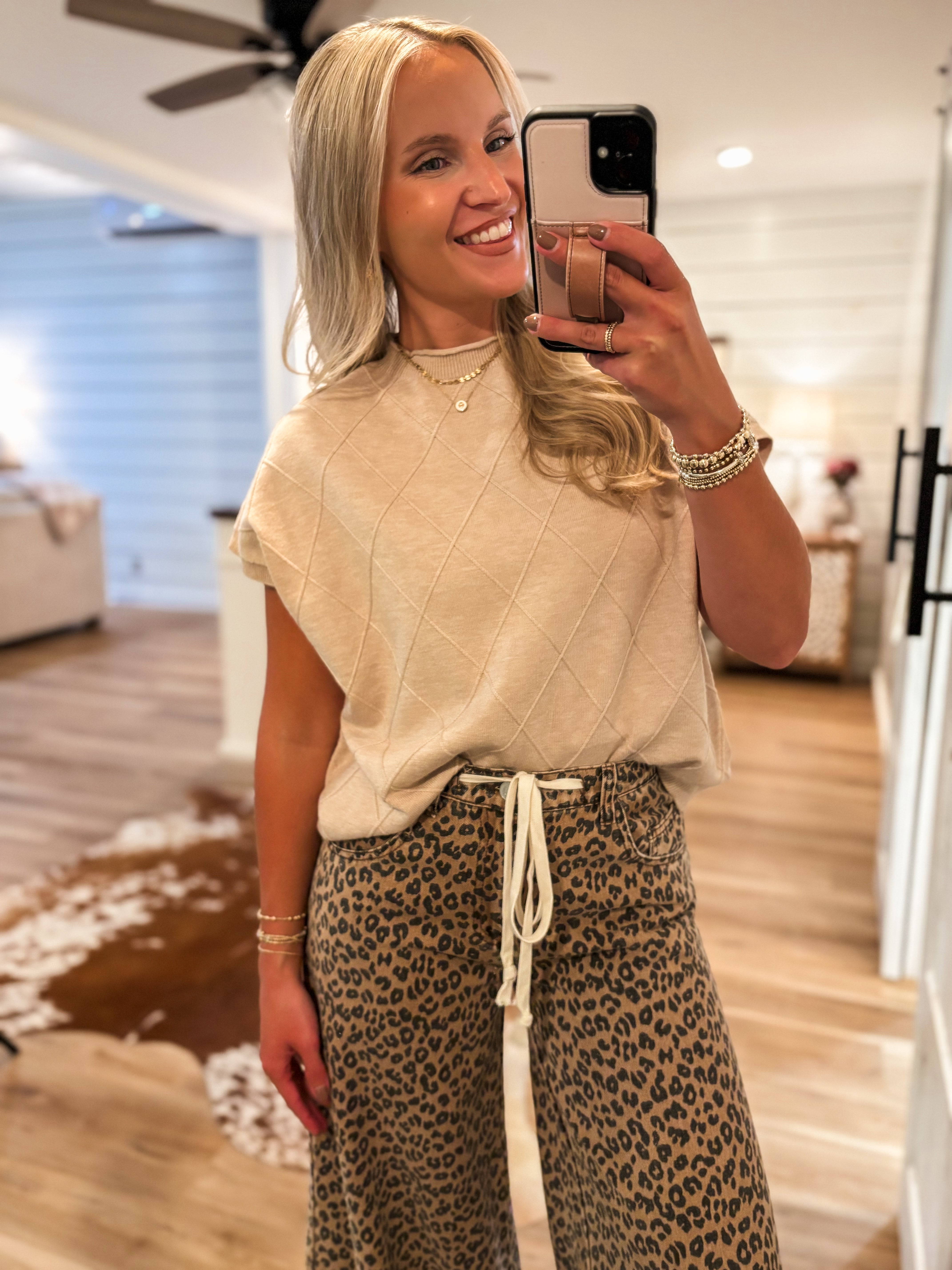 Good Here Taupe Sleeveless Knit Sweater