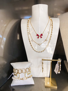 Blair Cranberry Illusion Bow Pendant Gold Necklace