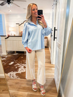 Load image into Gallery viewer, Truthful Reason Powder Blue Contrast Blouse
