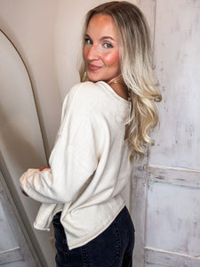 Exposed Light Oatmeal Knit Sweater