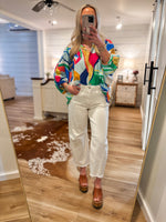 Load image into Gallery viewer, Brighter Way Multi Abstract Button Down Blouse
