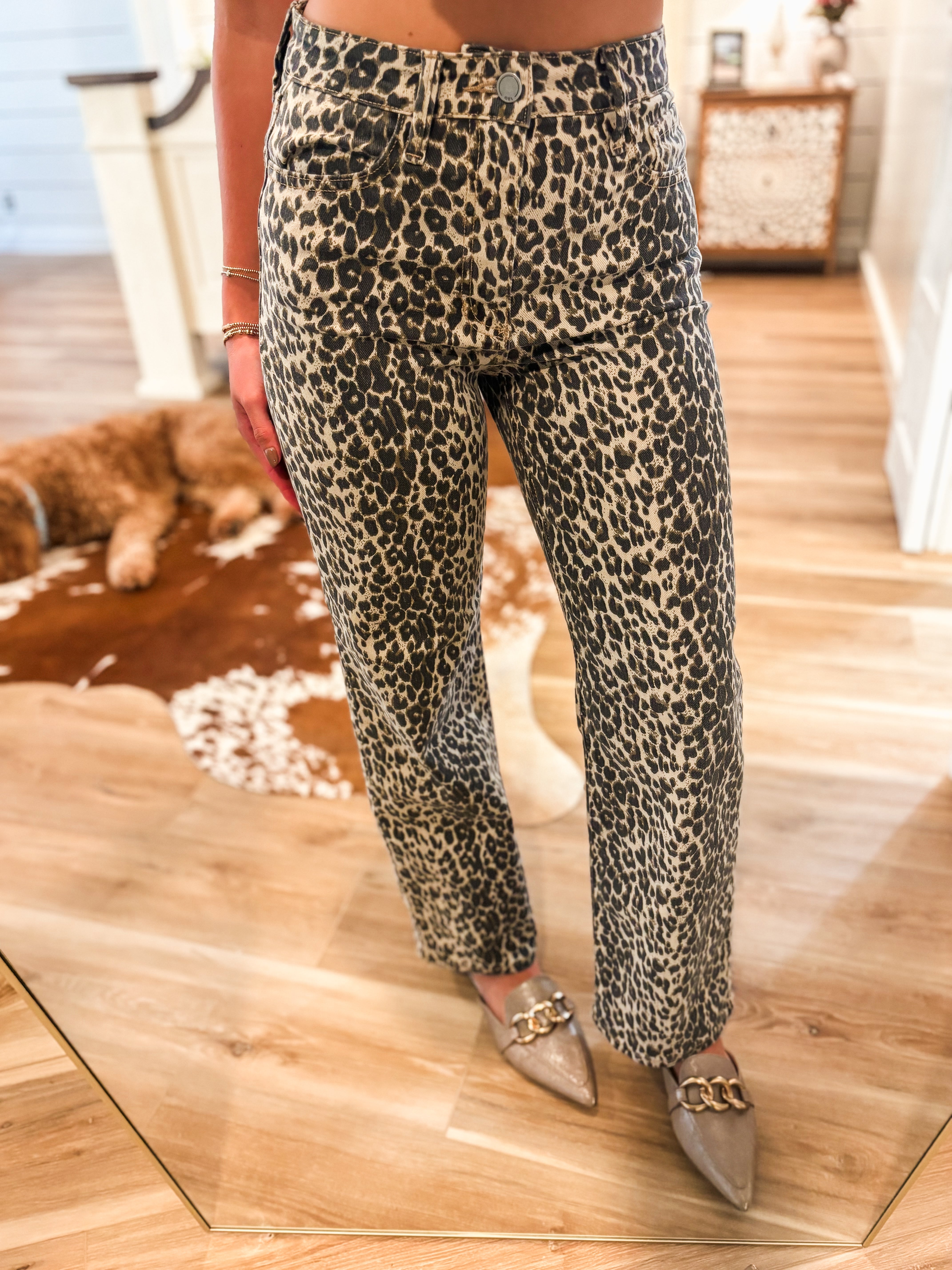 Spot Me Leopard Just Black Vintage Straight Denim