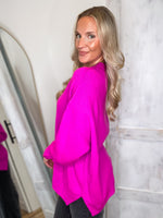 Load image into Gallery viewer, Far Out Magenta Oversized Knit Sweater
