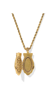 Alexa Locket Vintage Gold Ivory Mother of Pearl Short Necklace