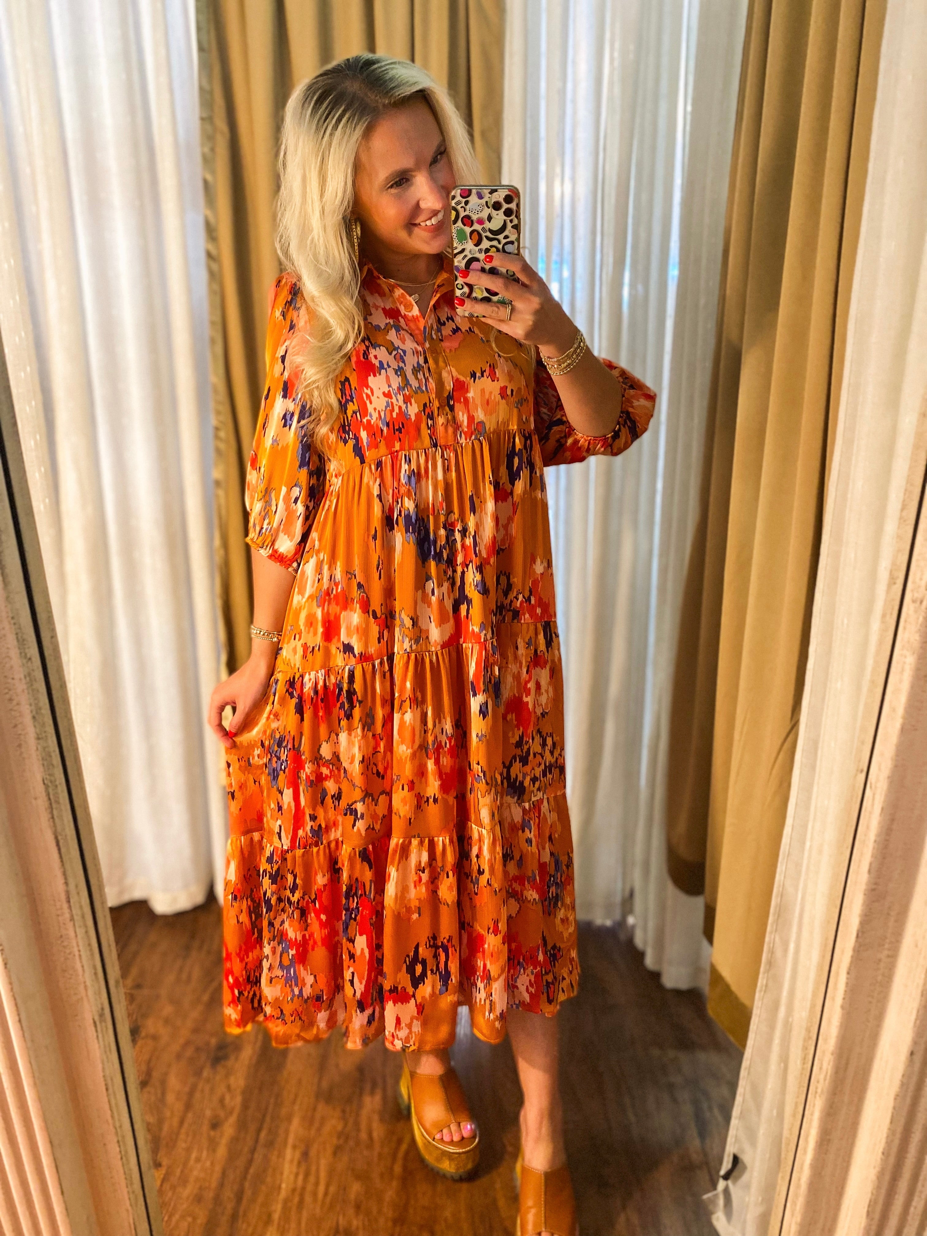 Better For You Rust & Navy Tribal Print Midi Dress Shopaholics Only Boutique Better For You Rust & Navy Tribal Print Midi Dress Shopaholics Only Boutique