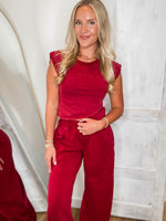 Load image into Gallery viewer, Crossing Boundaries Berry Red Wrap Top
