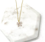 Load image into Gallery viewer, CZ Cubic Zirconia Bow Layering Charm Necklace
