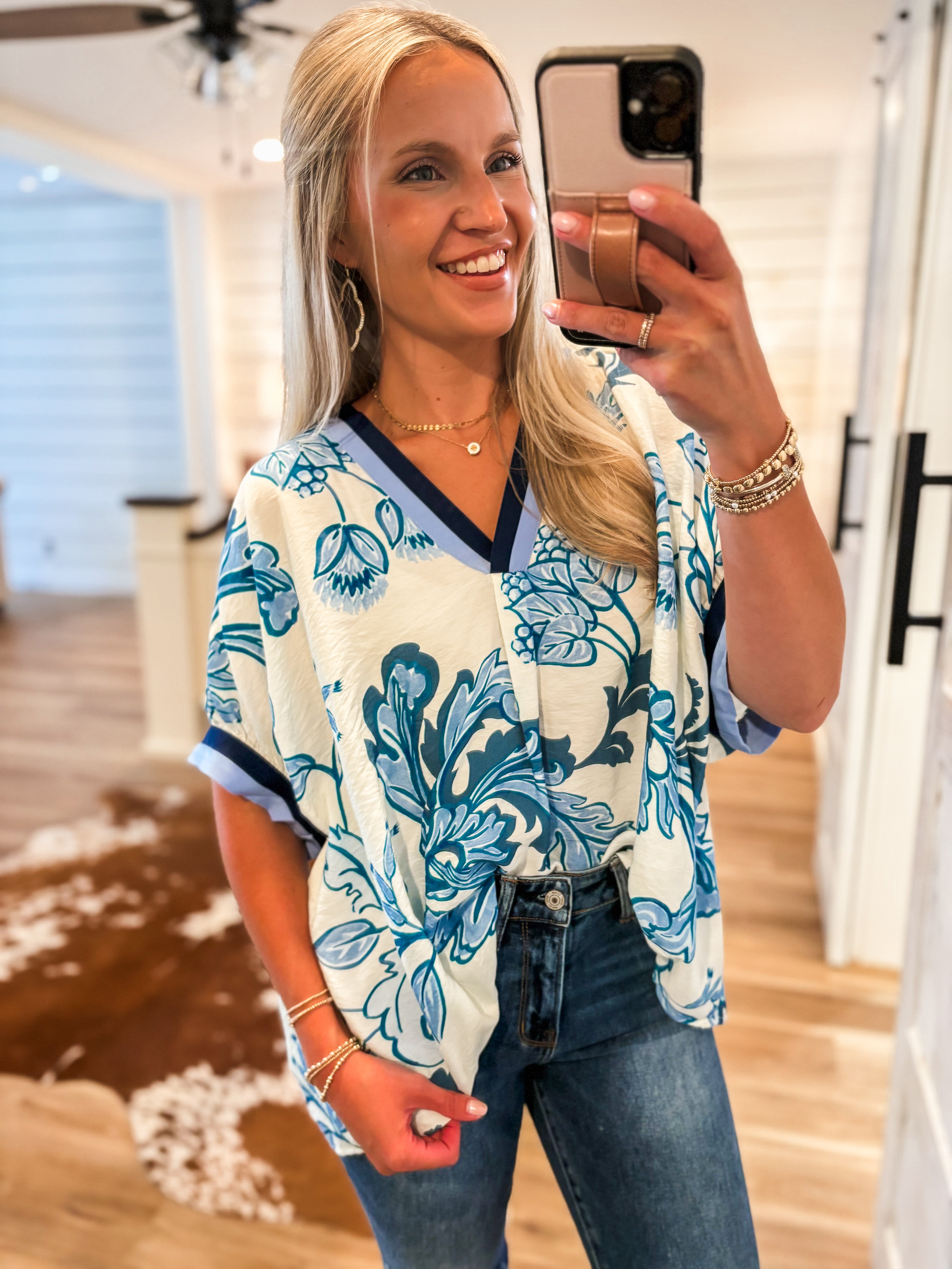 All Along Navy Paisley Blouse