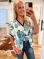 Load image into Gallery viewer, All Along Navy Paisley Blouse
