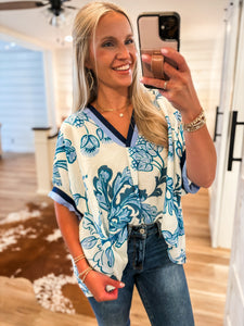 All Along Navy Paisley Blouse