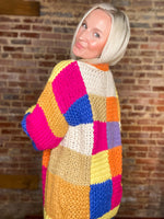 Load image into Gallery viewer, Walking Through Leaves Color Block Chunky Knit Cardigan
