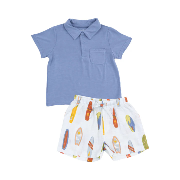 Angel Dear Polo Shirt and Muslin Surfboard Short Set