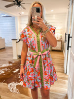 Load image into Gallery viewer, Walked By Blue Multi Floral Mini Dress
