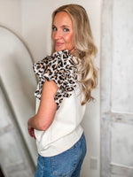 Load image into Gallery viewer, See It Through Cream &amp; Leopard Blouse
