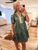 Load image into Gallery viewer, In Harvest Teal Floral Mini Dress
