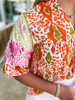 Load image into Gallery viewer, Seize The Day Orange Multi Print THML Blouse
