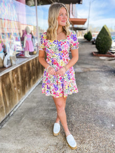 In The Sun White & Pink Floral Dress