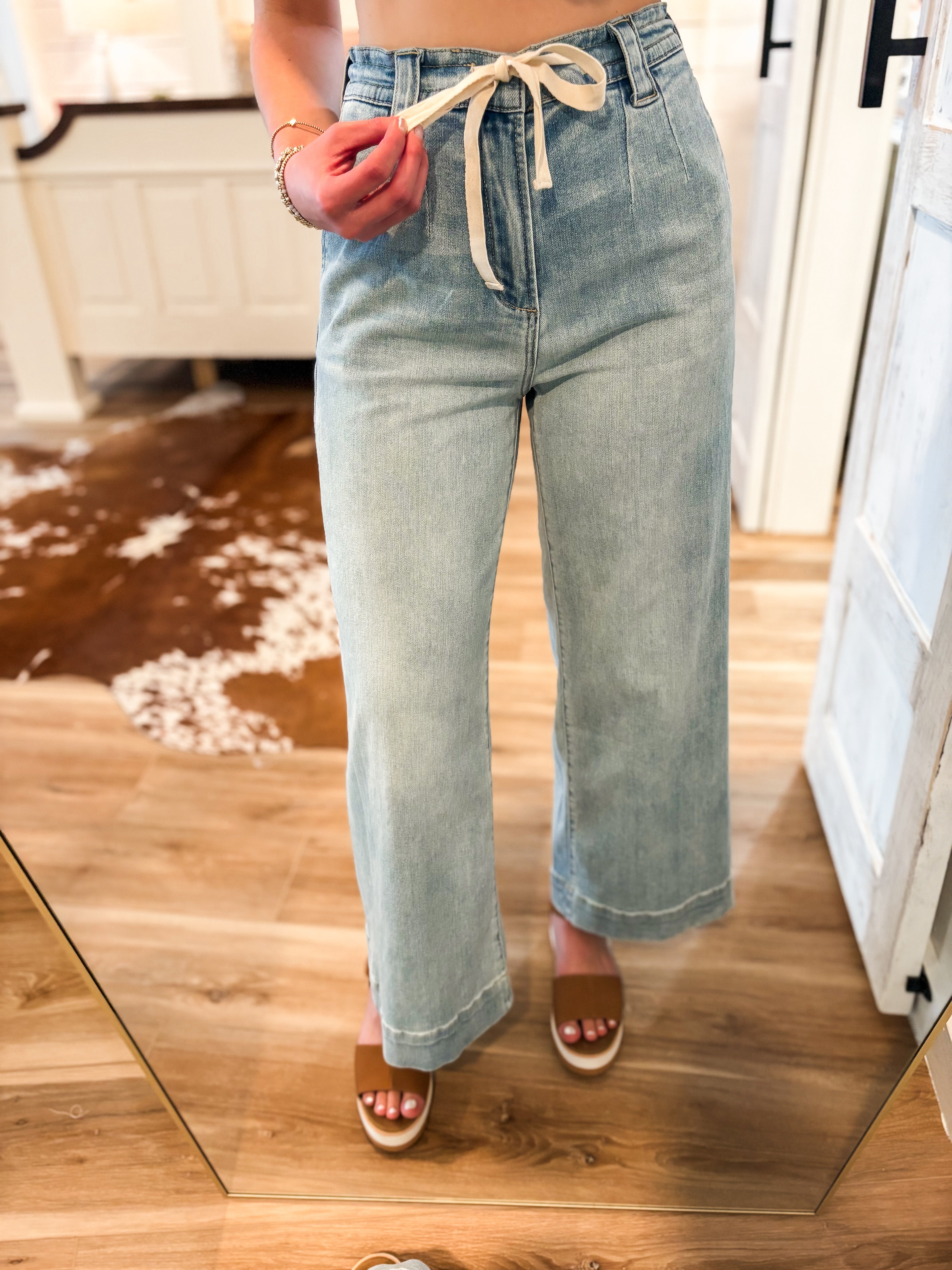 Into More Light Wash Wide Leg Miou Muse Denim