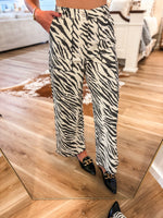 Load image into Gallery viewer, Gray &amp; Ecru Zebra Wide Leg Pant
