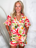 Load image into Gallery viewer, Under The Palms Tropical Print Linen Blazer &amp; Short Set
