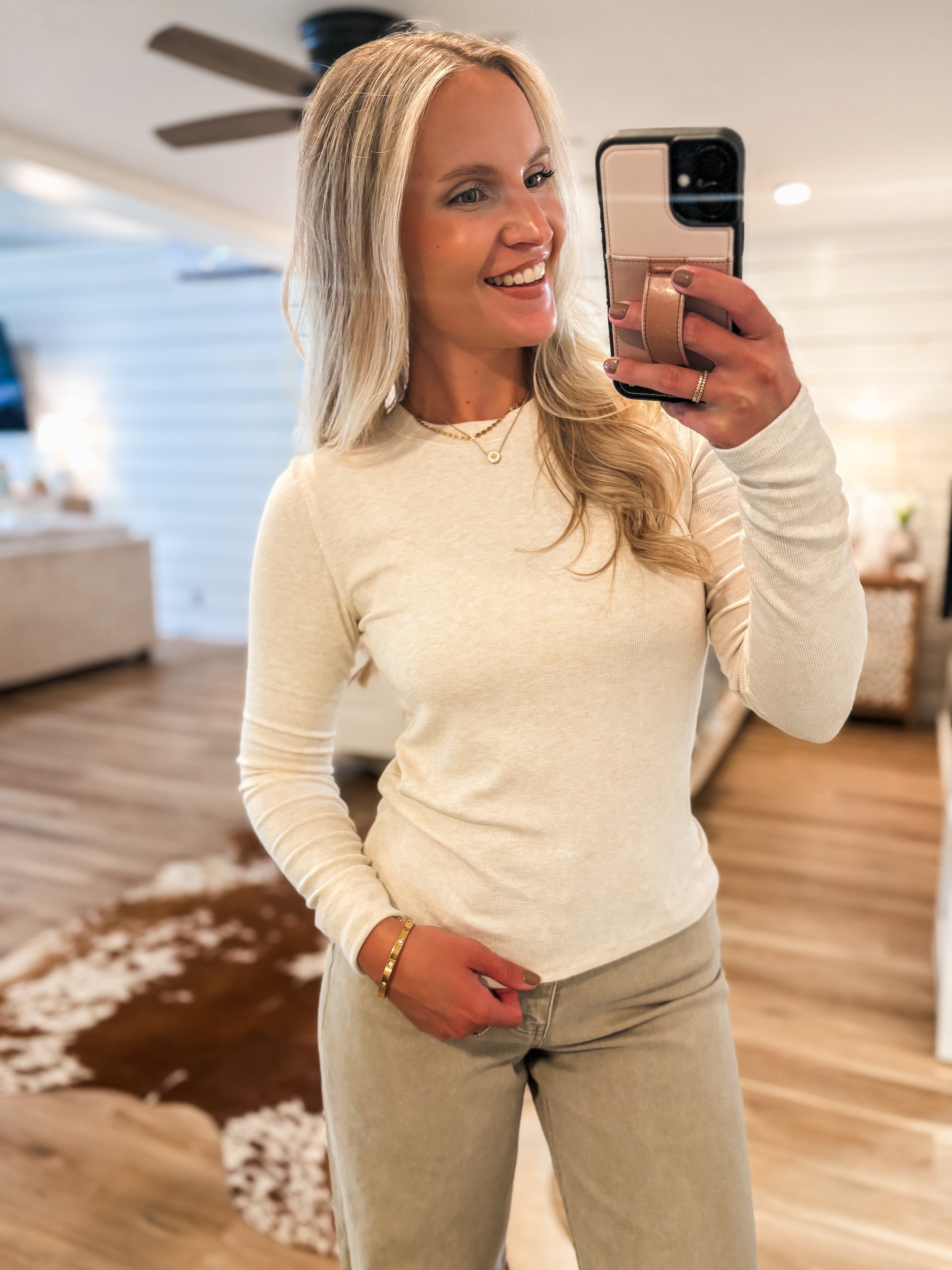 For Comfort Oatmeal Basic L/S Top