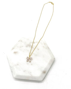 CZ Cubic Zirconia Bow Layering Charm Necklace