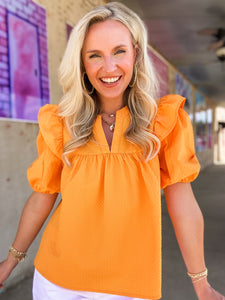 My Scene Neon Orange Textured THML Blouse